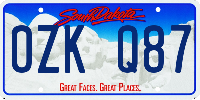 SD license plate 0ZKQ87