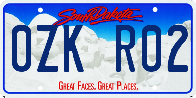 SD license plate 0ZKR02