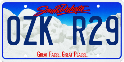 SD license plate 0ZKR29