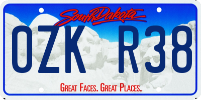 SD license plate 0ZKR38