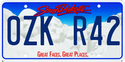 SD license plate 0ZKR42