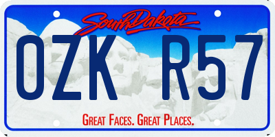SD license plate 0ZKR57