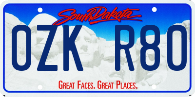 SD license plate 0ZKR80