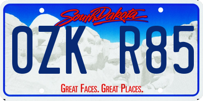 SD license plate 0ZKR85