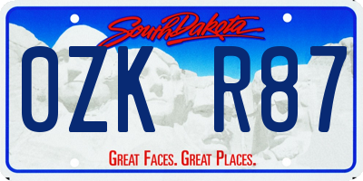 SD license plate 0ZKR87