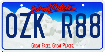 SD license plate 0ZKR88