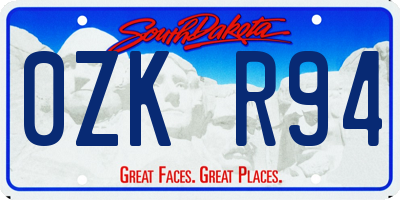 SD license plate 0ZKR94