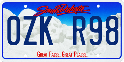 SD license plate 0ZKR98