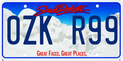 SD license plate 0ZKR99