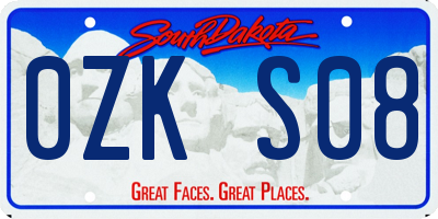 SD license plate 0ZKS08