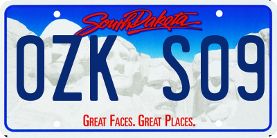 SD license plate 0ZKS09