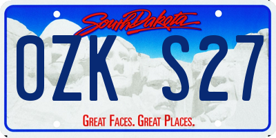 SD license plate 0ZKS27