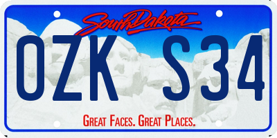 SD license plate 0ZKS34