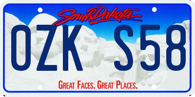 SD license plate 0ZKS58