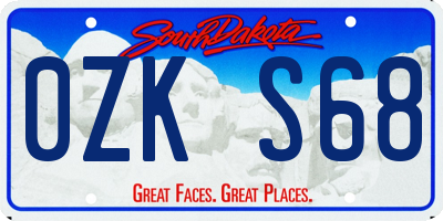 SD license plate 0ZKS68