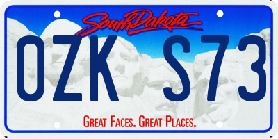 SD license plate 0ZKS73