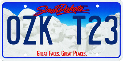 SD license plate 0ZKT23