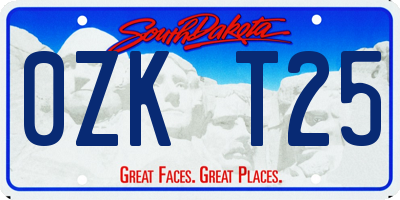 SD license plate 0ZKT25