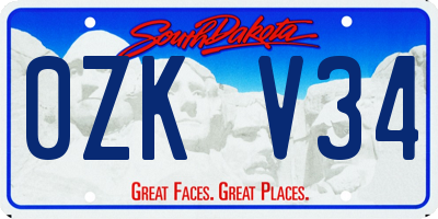 SD license plate 0ZKV34