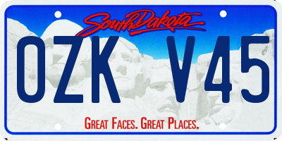 SD license plate 0ZKV45