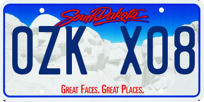 SD license plate 0ZKX08