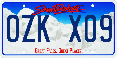 SD license plate 0ZKX09