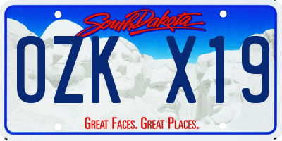 SD license plate 0ZKX19