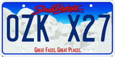 SD license plate 0ZKX27