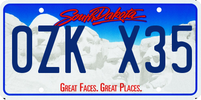 SD license plate 0ZKX35