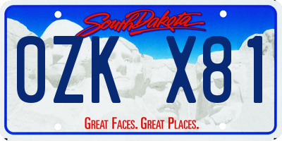 SD license plate 0ZKX81