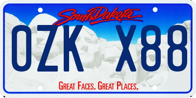 SD license plate 0ZKX88