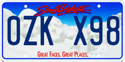 SD license plate 0ZKX98