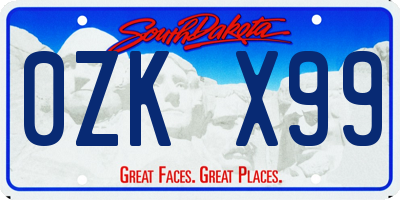 SD license plate 0ZKX99
