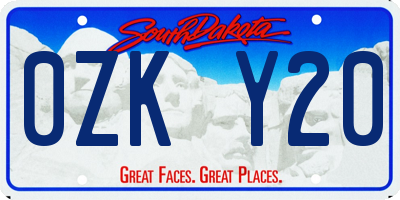 SD license plate 0ZKY20