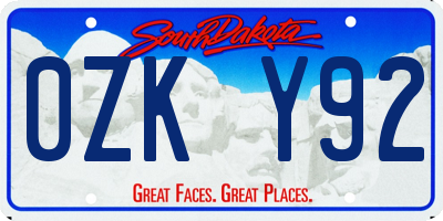 SD license plate 0ZKY92