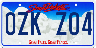 SD license plate 0ZKZ04
