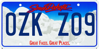 SD license plate 0ZKZ09