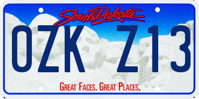 SD license plate 0ZKZ13
