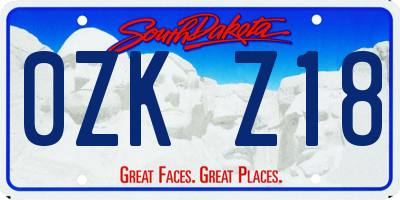 SD license plate 0ZKZ18