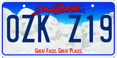 SD license plate 0ZKZ19