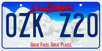 SD license plate 0ZKZ20