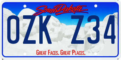 SD license plate 0ZKZ34