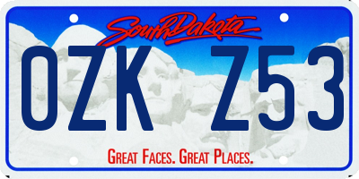 SD license plate 0ZKZ53