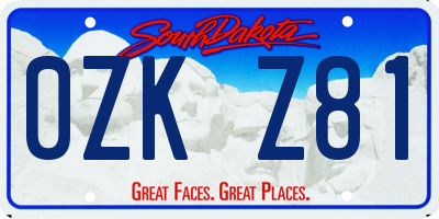 SD license plate 0ZKZ81