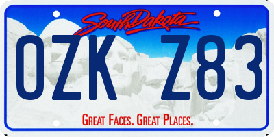 SD license plate 0ZKZ83