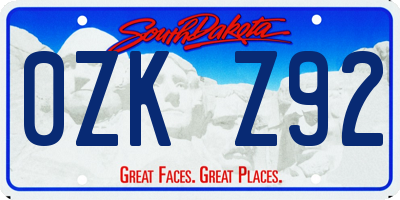 SD license plate 0ZKZ92