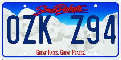 SD license plate 0ZKZ94