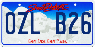 SD license plate 0ZLB26
