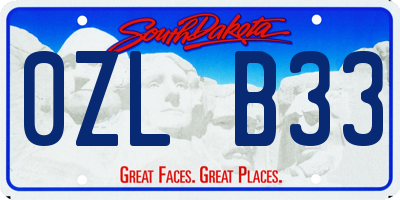 SD license plate 0ZLB33