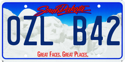 SD license plate 0ZLB42